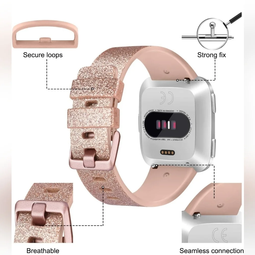 Assorted Fitbit Wristbands Glitter/Wine/Pink Silicone